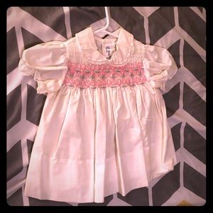 Adorable Vintage dress, white w/pink embellishment